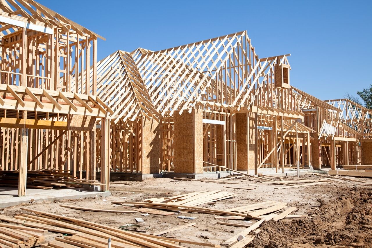 Wood houses under construction