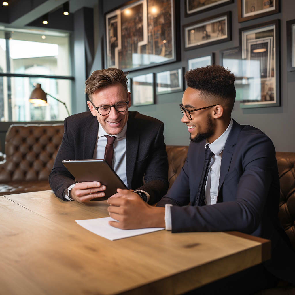 A senior member of staff mentoring a young apprentice
