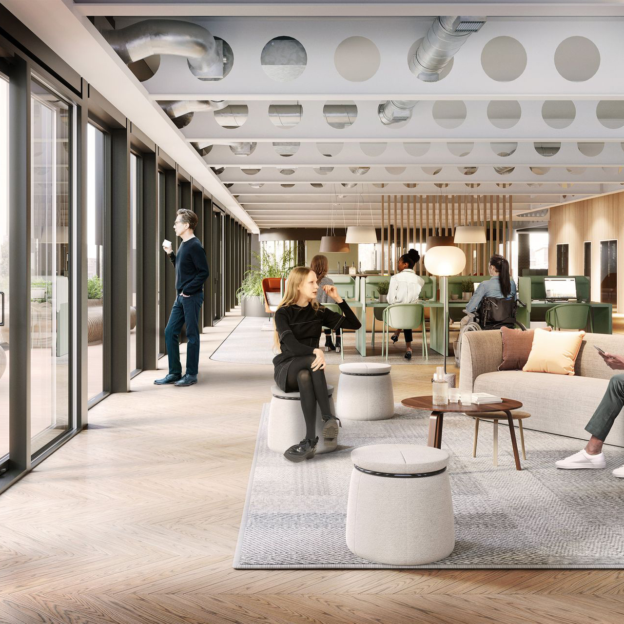 Contemporary floorplate with floor to ceiling windows at Hemisphere, Liverpool Knowledge Quarter