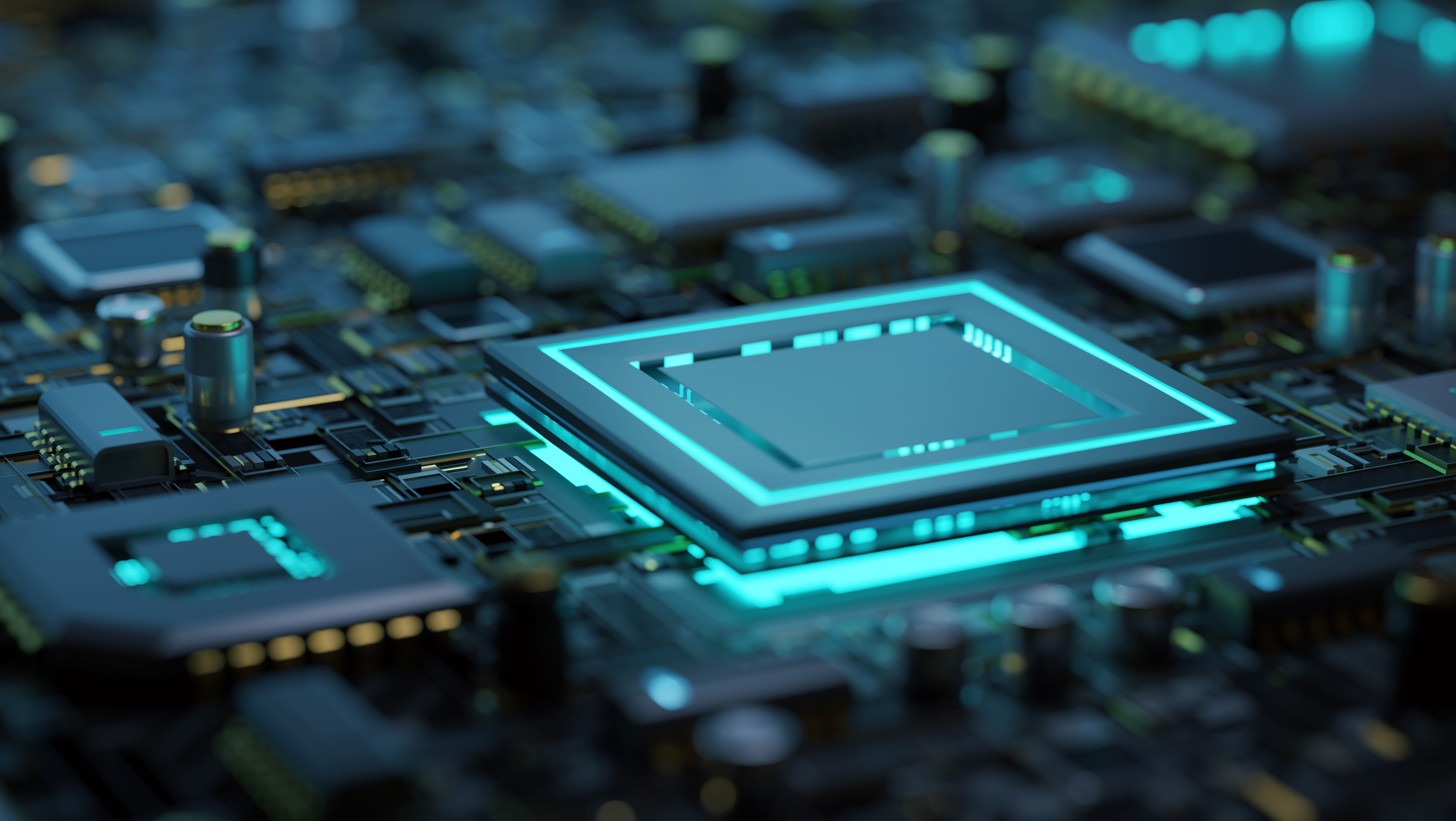 Science and innovation microchip on a board AI innovation lab