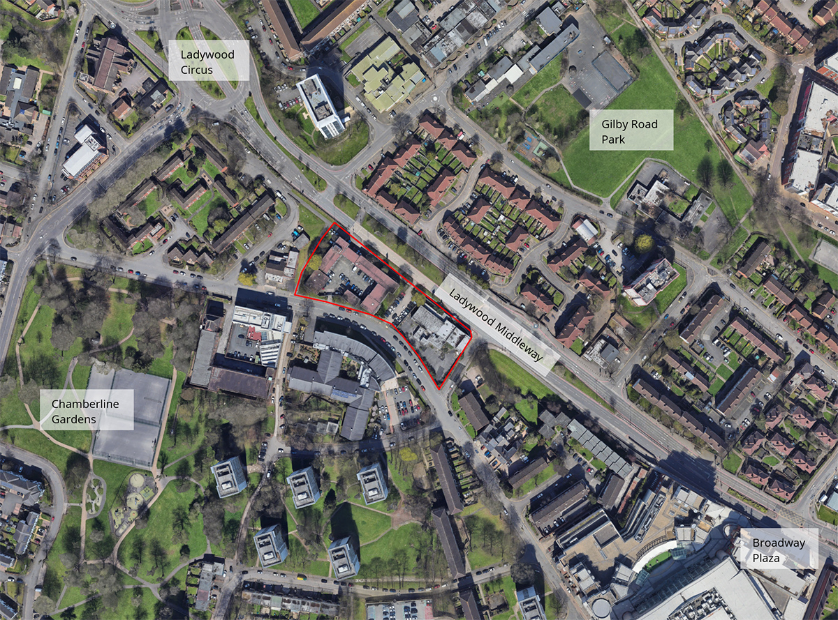 An aerial plan of the site