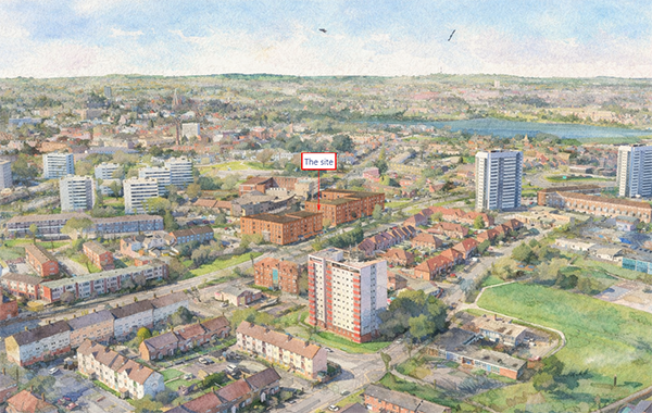 Ladywood East view - proposed watercolour Rev A