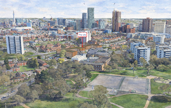 Ladywood West view - proposed watercolour Rev A