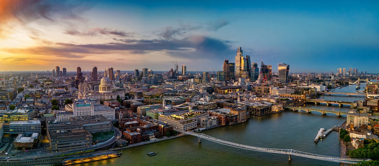 view of London real estate over the Thames