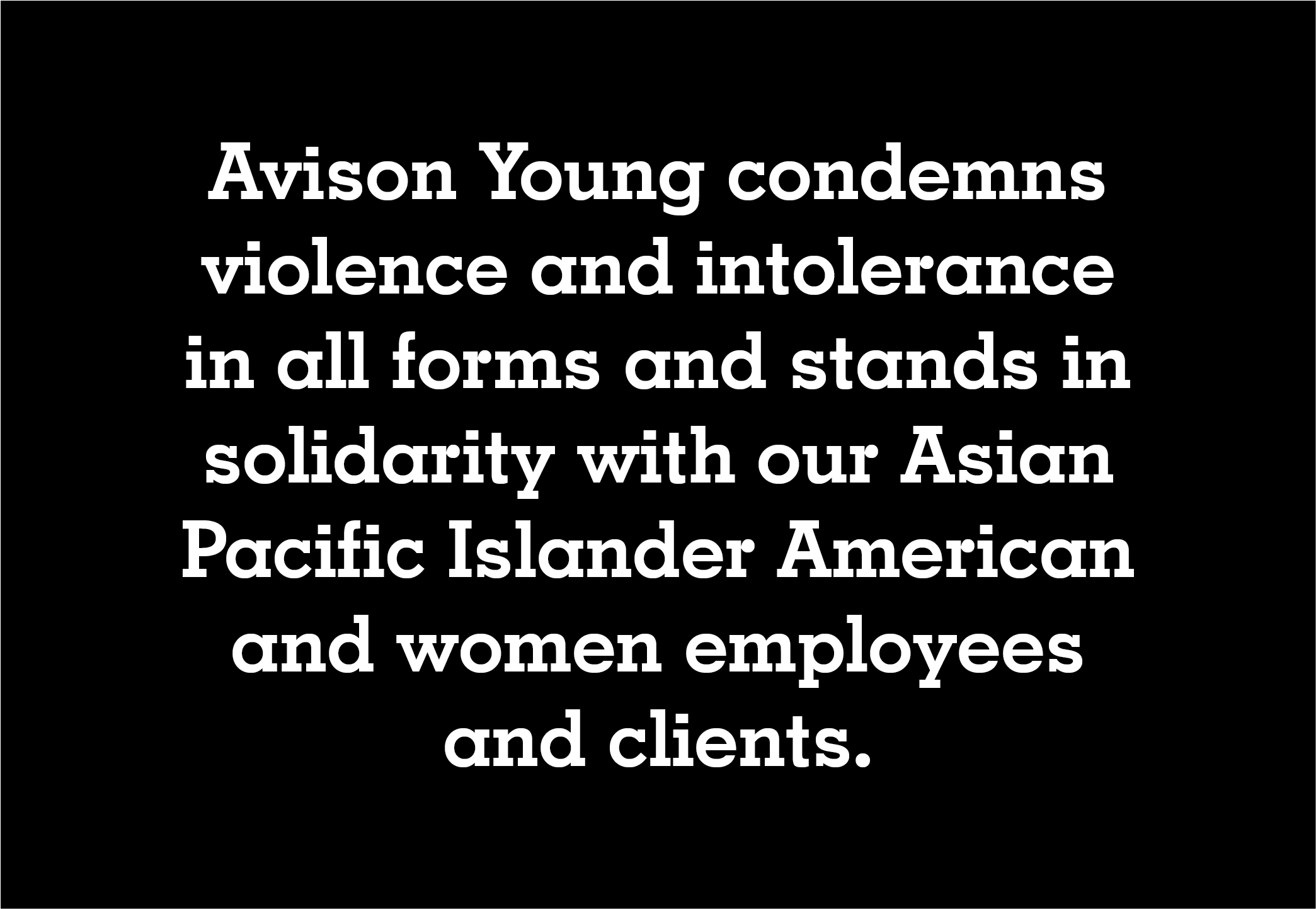 Image for Avison Young condemns violence and intolerance in all forms article